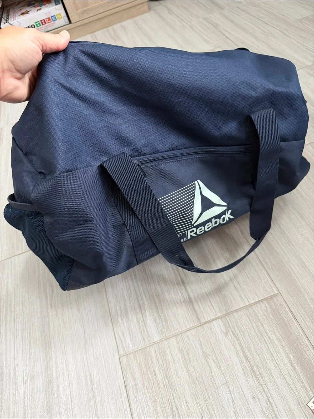 Reebok Navy Blue Logo Duffel Bag large Gymbag sports workout